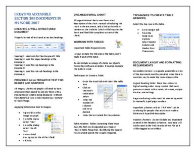 CREATING ACCESSIBLE SECTION 508 DOCUMENTS IN MS WORD 2007