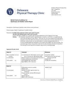 Delaware Physical Therapy Clinic 540 S. College Ave Suite 160 Newark, DE[removed]8893 www.udptclinic.com