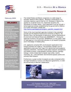 U.S. - Mexico At a Glance Scientific Research February[removed]MILAGRO