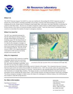 Air Resources Laboratory  HYSPLIT Decision Support Tool (HDST) What It Is The HYSPLIT Decision Support Tool (HDST) is a new user interface for the existing ARL HYSPLIT dispersion model. It extends the current HYSPLIT mod