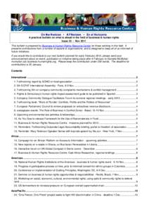 On the Horizon ▪ A l’Horizon ▪ En el Horizonte A practical bulletin on what is ahead in the field of business & human rights Issue 23 - Nov 2011 This bulletin is prepared by Business & Human Rights Resource Centre 