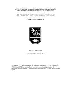 RIDEM/Air Resources-Air Pollution Control Regulation No. 29