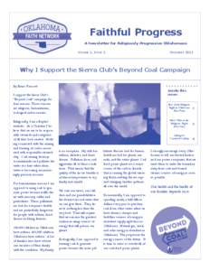 Faithful Progress A Newsletter for Religiously Progressive Oklahomans VOLUME 1, ISSUE 2 DECEMBER 2013