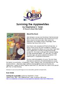 Surviving the Applewhites by Stephanie S. Tolan A Choose to Read Ohio Toolkit About the Book Jake Semple is a scary kid. Word has it that he burned