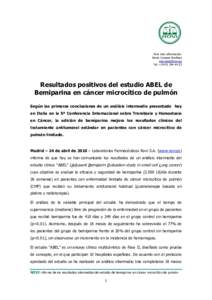 Para más información: Marta Campos Martínez  Tel: +Resultados positivos del estudio ABEL de