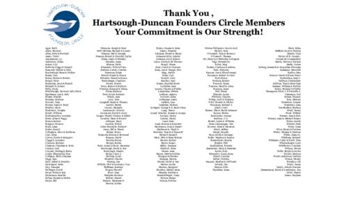 Thank You , Hartsough Hartsough--Duncan Founders Circle Members Your Commitment is Our Strength! Agar, Ruth Alber, Howard