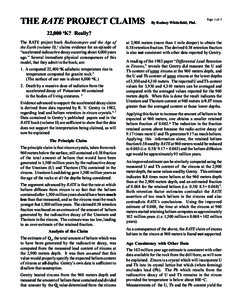 THE RATE PROJECT CLAIMS  By Rodney Whitefield, Phd. Page 1 of 5