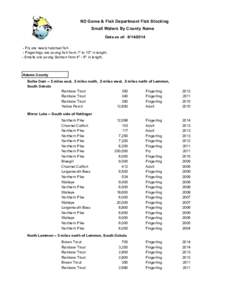 ND Game & Fish Department Fish Stocking List Small Waters By County Name Data as of: [removed]Fry are newly hatched fish .