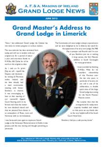 A. F. & A. Masons of Ireland  Grand Lodge News JUNEGrand Master’s Address to