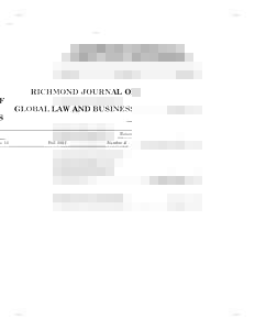 RICHMOND JOURNAL OF GLOBAL LAW AND BUSINESS Volume 10 Fall 2011