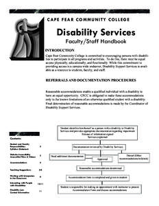 1  CAPE FEAR COMMUNITY COLLEGE Disability Services Faculty/Staff Handbook