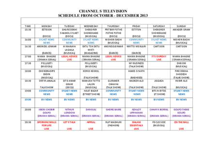 CHANNEL S TELEVISION SCHEDULE FROM OCTOBER - DECEMBER 2013 TIME  15:30    16:00 