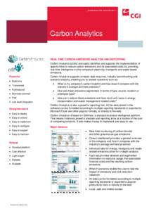 _experience the commitment TM  Carbon Analytics REAL TIME CARBON EMISSIONS ANALYSIS AND REPORTING Carbon Analytics quickly and easily identifies and supports the implementation of