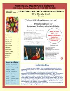 Nash-Rocky Mount Public Schools 930 Eastern Avenue Nashville, NC[removed]5220 M arch[removed]Vo lum e 3 , Is su e 2  Exceptional Children Program & Services