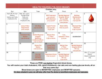 HEALTH YOURSELF BLOOD DRAWS October 2014 Sun Mon