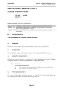 Agenda of Ordinary Meeting of Council - 11 December 2012