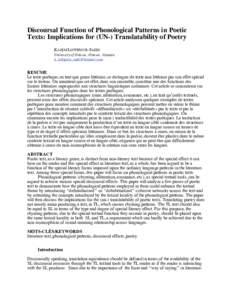 Applied linguistics / Aesthetics / Poetry / Rhyme / Stylistics / Systemic functional grammar / Translation / Cohesion / Linguistics / Literature / Systemic functional linguistics