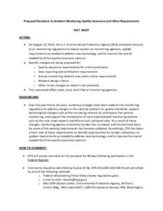 Proposed Revisions to Ambient Monitoring Quality Assurance and Other Requirements: Fact Sheet