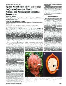 HORTSCIENCE 40(6):1607–Spatial Variation of Steryl Glucosides in Cycas micronesica Plants: Within- and Among-plant Sampling Procedures