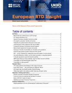 British Council online bulletin  FEBRUARY 2010 News on EU Research Policy and Programmes