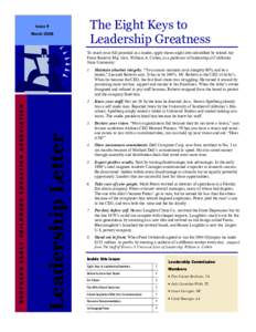 Issue 9 March 2008 The Eight Keys to Leadership Greatness