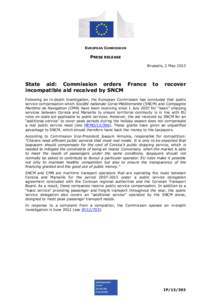 EUROPEAN COMMISSION  PRESS RELEASE Brussels, 2 May[removed]State aid: Commission orders France