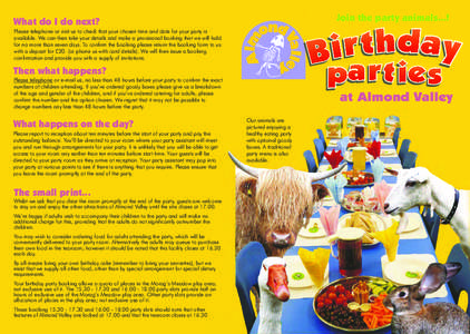 2010 birthday party booking form