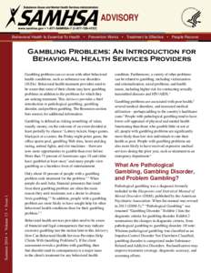 Gambling Problems: An Introduction For Behavioral Health Services Providers