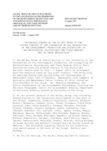 AD HOC GROUP OF THE STATES PARTIES TO THE CONVENTION ON THE PROHIBITION OF THE DEVELOPMENT, PRODUCTION AND STOCKPILING OF BACTERIOLOGICAL (BIOLOGICAL) AND TOXIN WEAPONS AND ON THEIR DESTRUCTION