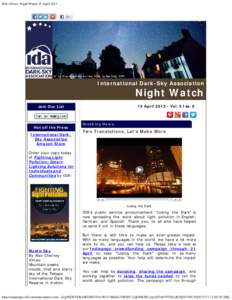 IDA eNews: Night Watch 15 April 2013