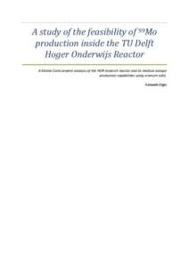 A study of the feasibility of 99Mo production inside the TU Delft Hoger Onderwijs Reactor A Monte Carlo serpent analysis of the HOR research reactor and its medical isotope production capabilities using uranium salts. Ke