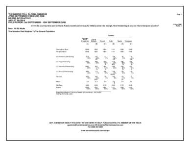 THE HARRIS POLL GLOBAL OMNIBUS J7033 SEPTEMBER PAN EURO 2008 HARRIS INTERACTIVE A475 FT RUSSIA FIELD PERIOD: 3rd SEPTEMBER - 15th SEPTEMBER 2008