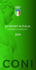 LO SPORT IN ITALIA NUMERI E CONTESTO 2014  Prefazione