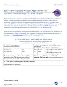 FY10 Service Development Program  OMB No[removed]Service Development Program Application Form High-Speed Intercity Passenger Rail (HSIPR) Program