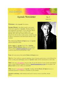 Agenda Newsletter  No. 5 October[removed]Welcome to this Agenda Newsletter.