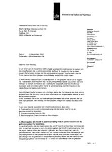 Ministerievan Verkeer en Waterstaat  > Retouradres PostbusEX Den Haag Stichting Stop Geluidsoverlast HSL T.a.v. Dhr. R. Wendel