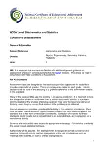 NCEA Level 3 Mathematics and Statistics Conditions of Assessment General Information Subject Reference  Mathematics and Statistics