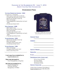 2016 Blueberries 5K Sponsorship Form