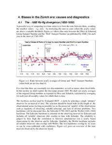 4. Biases in the Zürich era: causes and diagnostics 4.1 The ~1885 Rz-Rg divergence[removed]A powerful way of comparing two time series is to form the ratio between them, avoiding