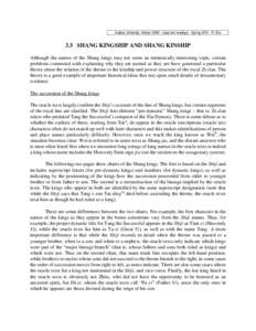 Indiana University, History G380 – class text readings – Spring 2010 – R. Eno  3.5 SHANG KINGSHIP AND SHANG KINSHIP