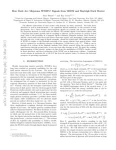 How Dark Are Majorana WIMPs? Signals from MiDM and Rayleigh Dark Matter Neal Weiner1, ∗ and Itay Yavin2, 3, † arXiv:1206.2910v3 [hep-ph] 26 Mar[removed]