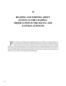 14 READING AND WRITING ABOUT EVENTS AS THEY HAPPEN: OBSERVATION IN THE SOCIAL AND NATURAL SCIENCES