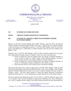 COMMONWEALTH of VIRGINIA Marine Resources Commission Matthew J. Strickler Secretary of Natural ResourcesWashington Avenue