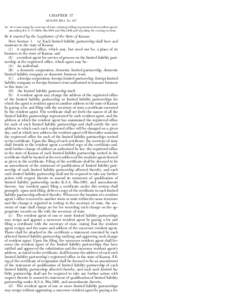 CHAPTER 37 SENATE BILL No. 437 AN ACT concerning the secretary of state; relating to filing requirements for resident agents; amending K.S.A[removed], 56a-1001 and 56a-1102 and repealing the existing sections.  Be it ena