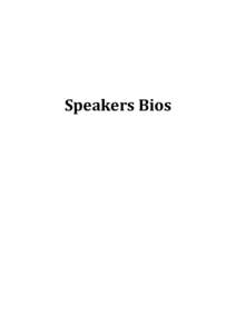 Speakers Bios  Opening Session H. E. Mr. John Ashe President of the General Assembly John W. Ashe is the President of the General Assembly. He has served in a leadership capacity