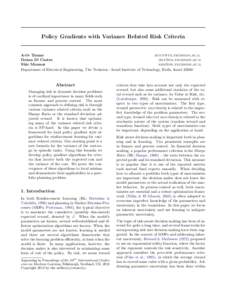 Policy Gradients with Variance Related Risk Criteria