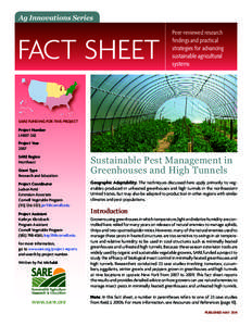 Ag Innovations Series  FACT SHEET Peer-reviewed research findings and practical