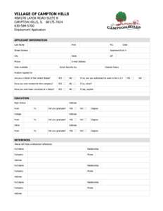 VILLAGE OF CAMPTON HILLS 40W270 LAFOX ROAD SUITE B CAMPTON HILLS, IL[removed][removed]Employment Application