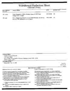 Withdrawal/Redaction Clinton Library DOCUMENT AND TYPE