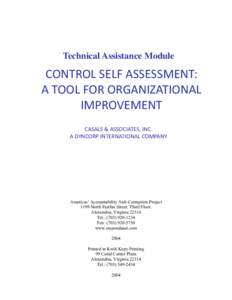 Technical Assistance Module  Text CONTROL	
  SELF	
  ASSESSMENT:	
   A	
  TOOL	
  FOR	
  ORGANIZATIONAL	
  